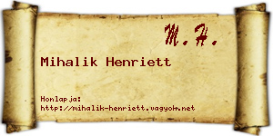 Mihalik Henriett névjegykártya